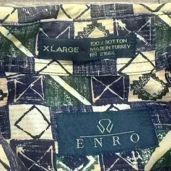 ENRO Short Sleeve ButtonUp Shirt Mens XL Geometric Print Luxury Designer Classic - Picture 4 of 10